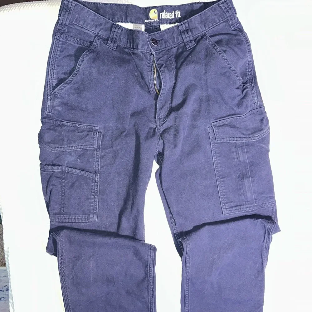 Carhartt Cargo Pants Blue Relaxed Fit Men's 32x34 Workwear